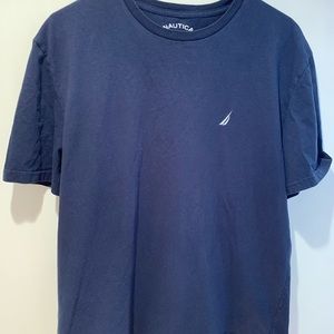Used Nautica Navy Blue Crewneck T-Shirt Size L
